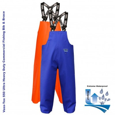 Vass-Tex 550 Extreme Waterproof Bib & Brace - Orange/Green/Blue